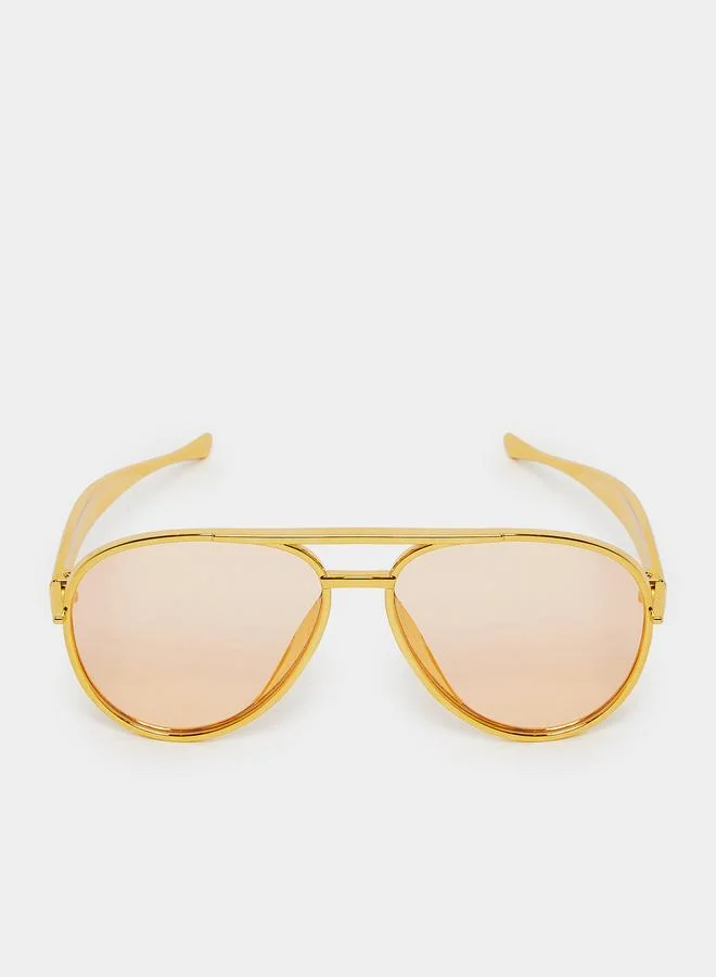 ستايلي نظارة شمسية أفياتور بإطار معدني ذهبي